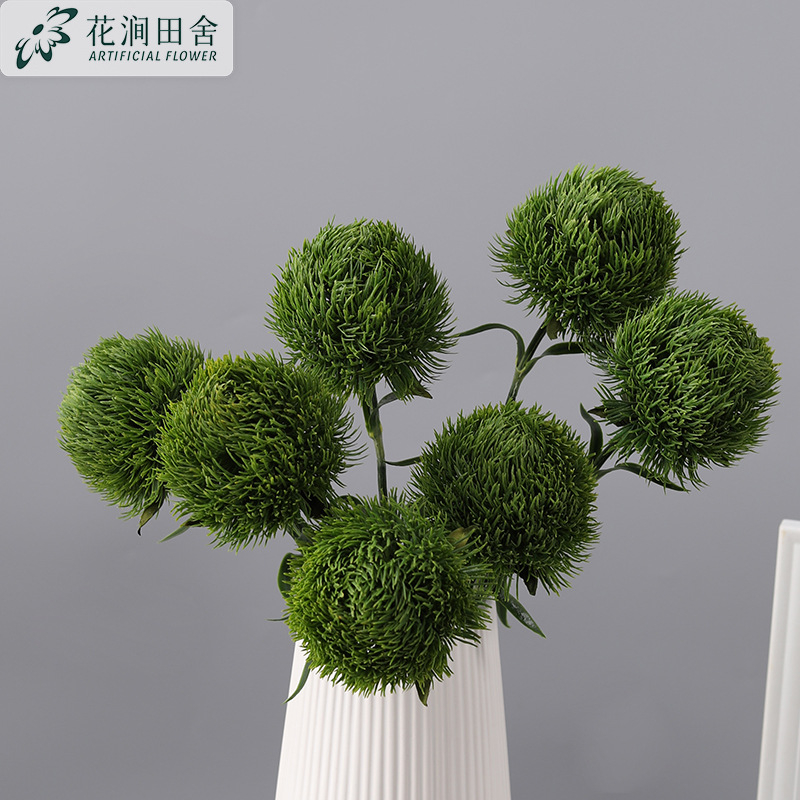 Fresh Green Artificial Leucospermum Spherical Stems