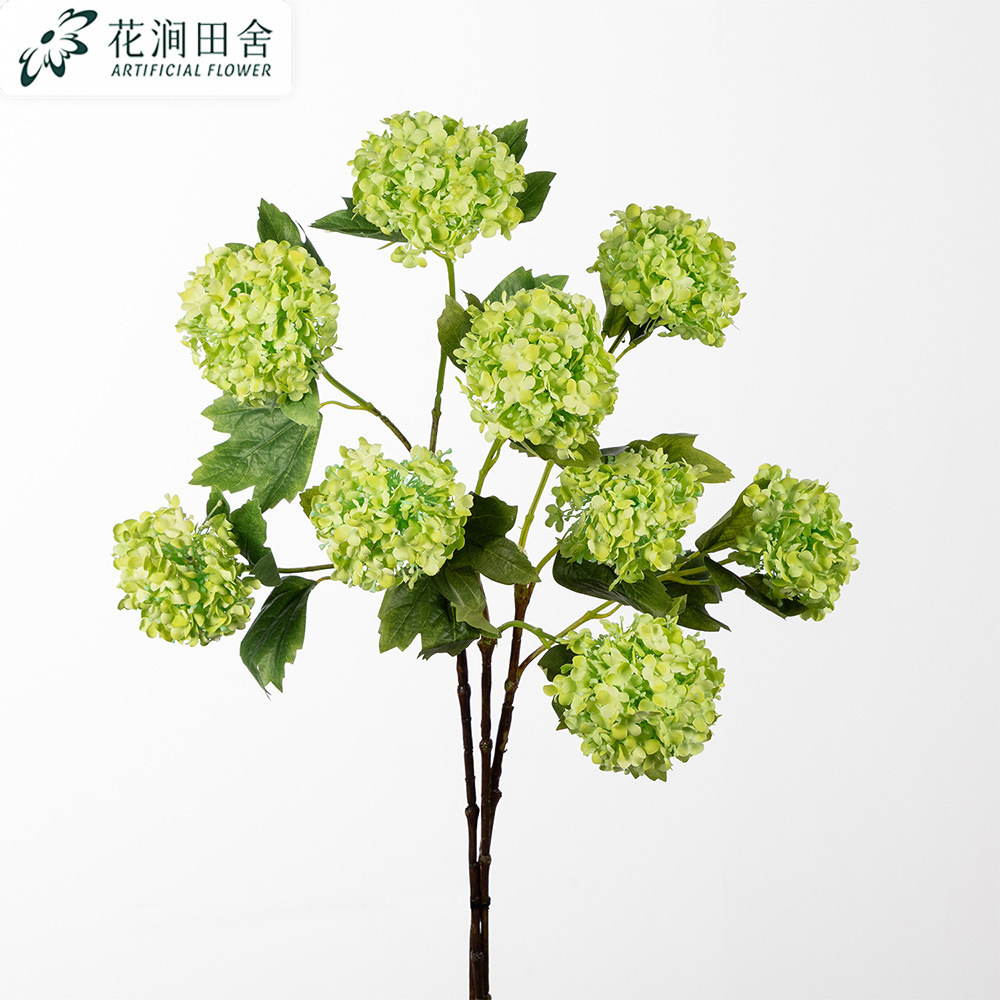 Large Green Artificial Snowball Hydrangea Stem