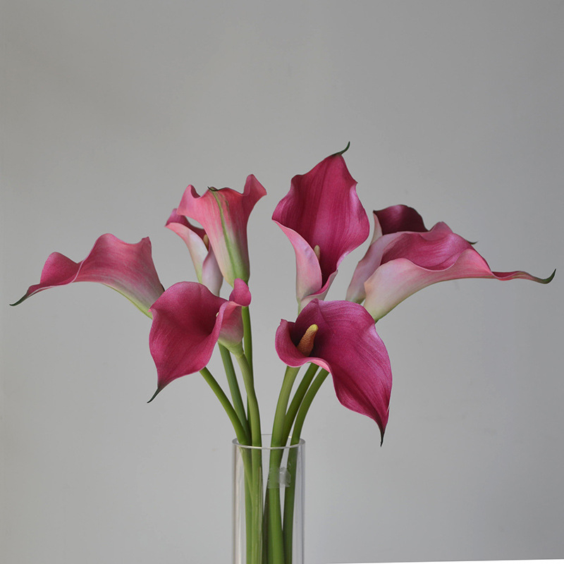 Dark Fuchsia Artificial Calla Lilies, Real Touch Faux Calla Lily Stems