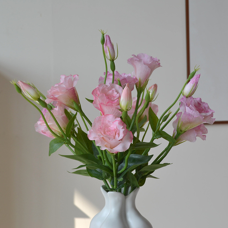 Light Pink Artificial Lisianthus, Faux Eustoma Flower Stems Vase Decor