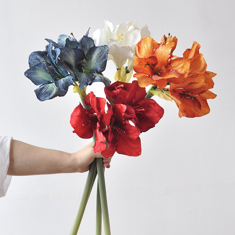 Artificial Amaryllis Flowers, Faux Hippeastrum Multi-Color Bouquet