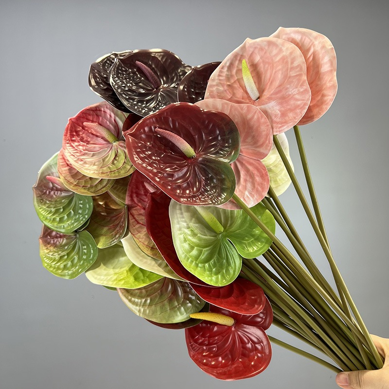 Real Touch Artificial Anthurium, Faux Flamingo Flower Tropical Stem