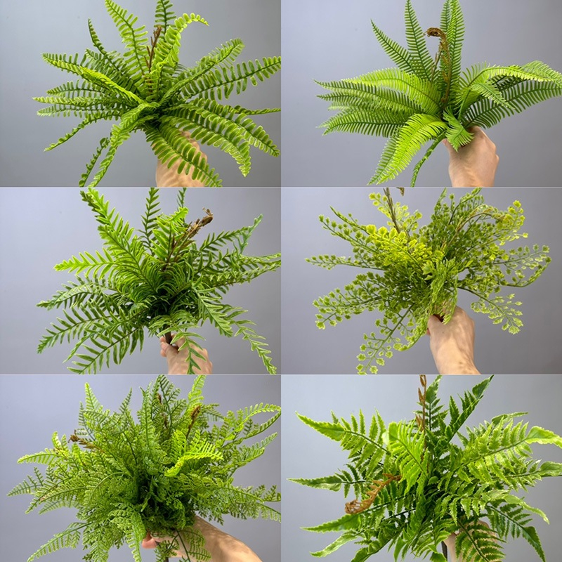 Artificial Boston Fern, Faux Greenery Bush Foliage Spray