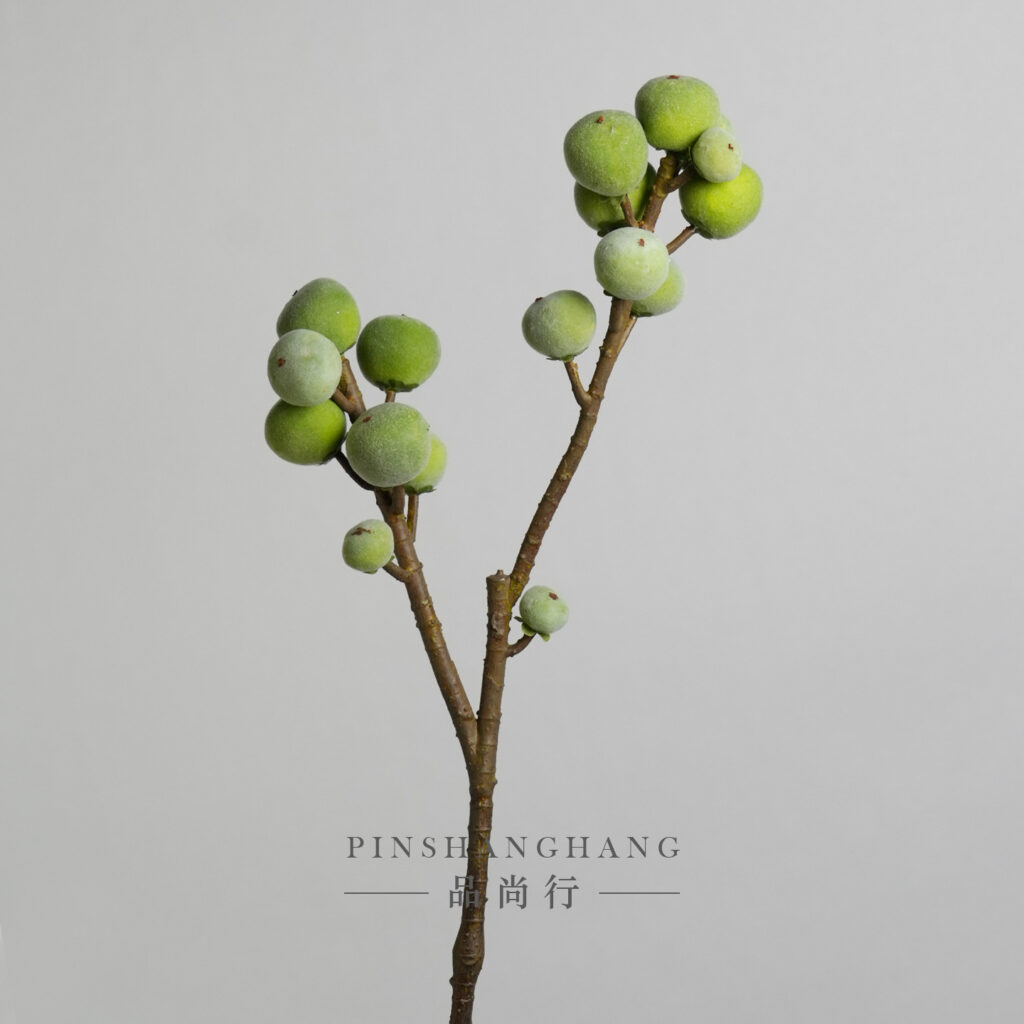 Artificial Green Fig Berry Stem, Faux Fruit Branch for Home Floral Arrangement