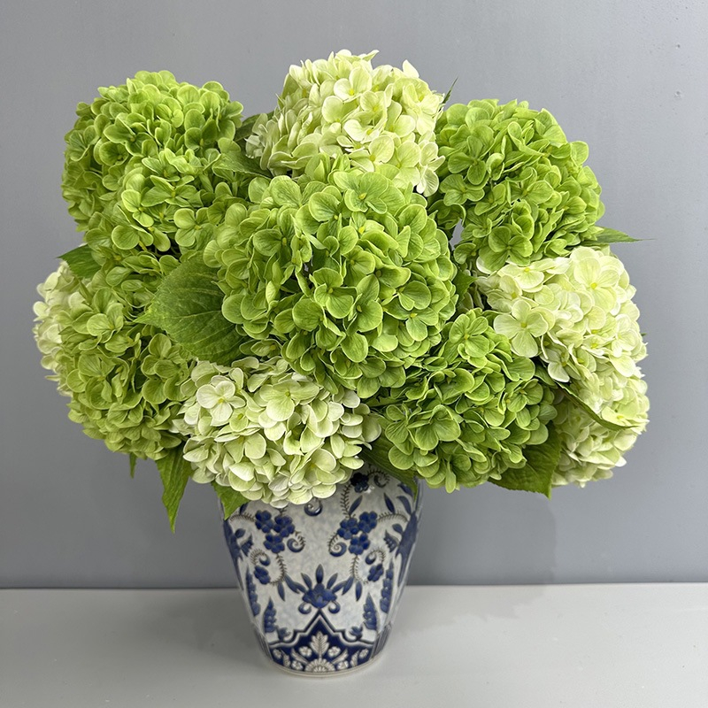 Artificial Green Hydrangea, Faux Silk Hydrangea Flower Stem