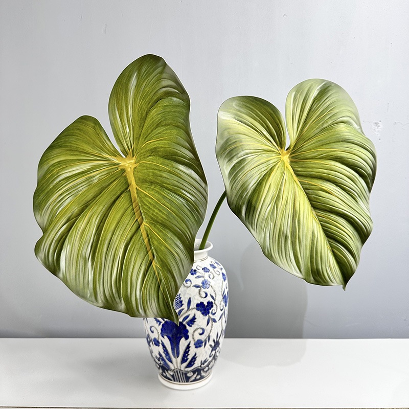 Artificial Large Philodendron Leaf, Faux Tropical Palm Leaf Single Stem
