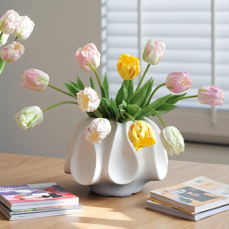Artificial Tulip Bouquet, Faux Soft PE Tulip for Table Vase Decoration