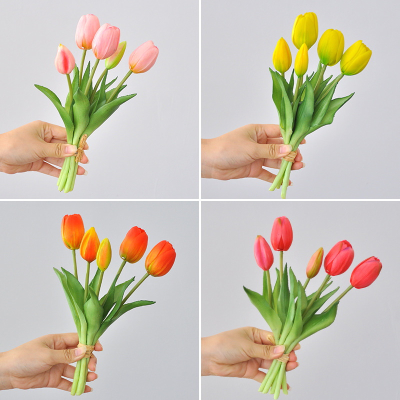 Artificial Tulip Bundles, Mixed Colors Faux Tulip Wedding Flower
