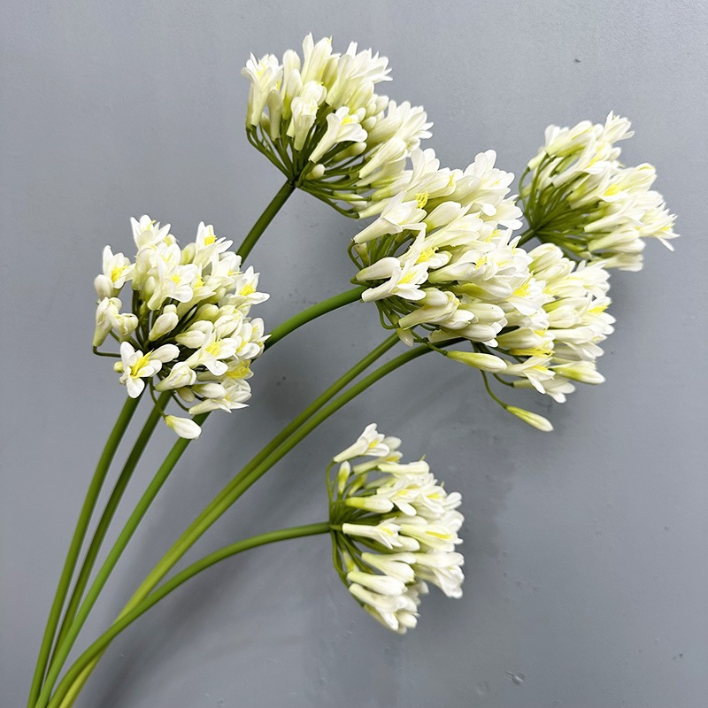 Artificial White Agapanthus, Faux Lily of the Nile Cluster Stem