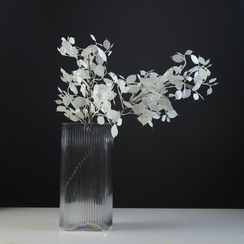Artificial White Lunaria Honesty Leaf Branch, Faux Silver Dollar Plant Stem