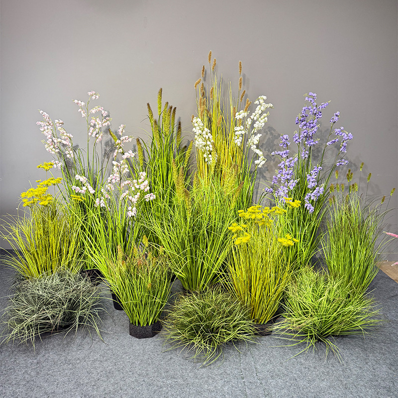 Artificial Pampas Grass Wildflower Meadow Arrangement Freestanding Event Backdrop Commercial Restaurant Decor