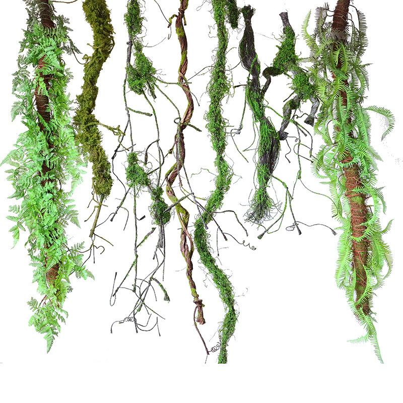 Artificial Moss Twig Vine, Hanging Fern Green Wall Decor