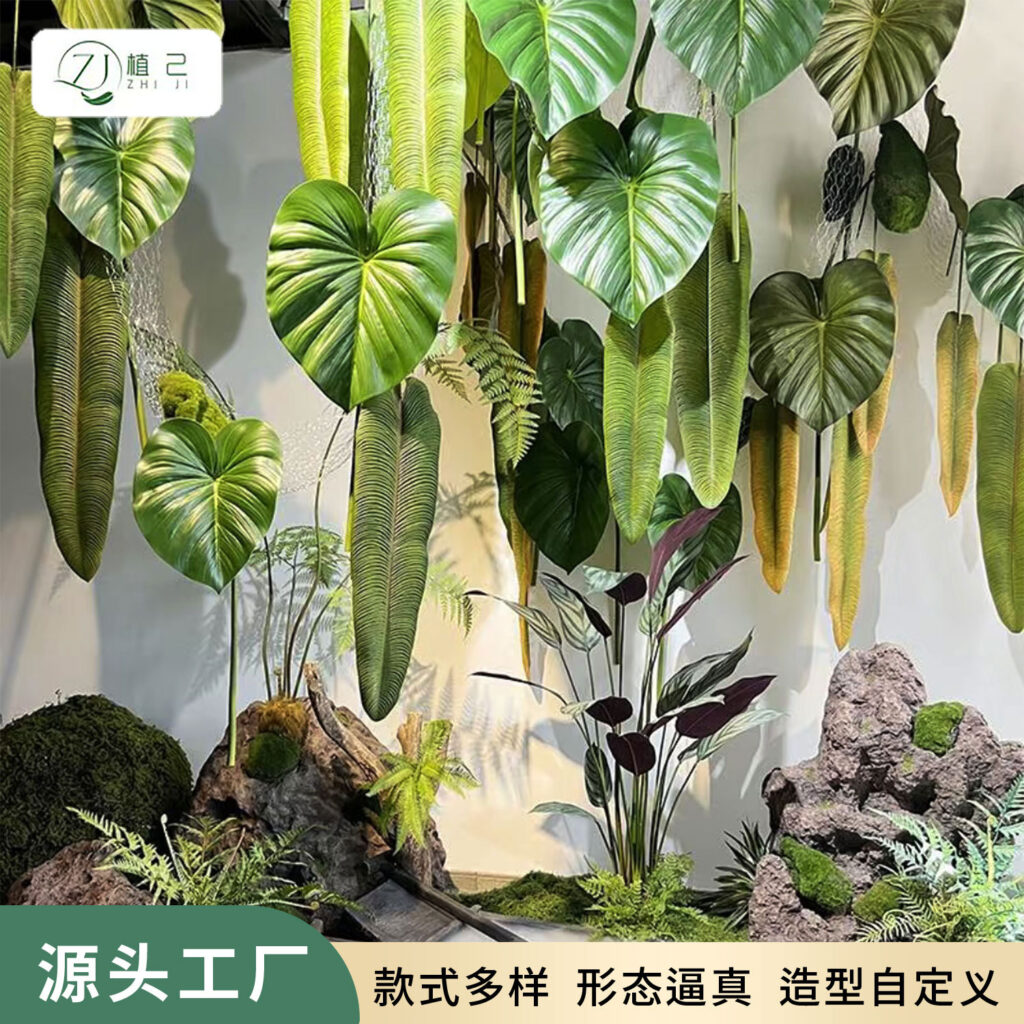 Modular Artificial Tropical Living Plant Wall Moss Green Wall Panel Hotel Restaurant Biophilic Landscape