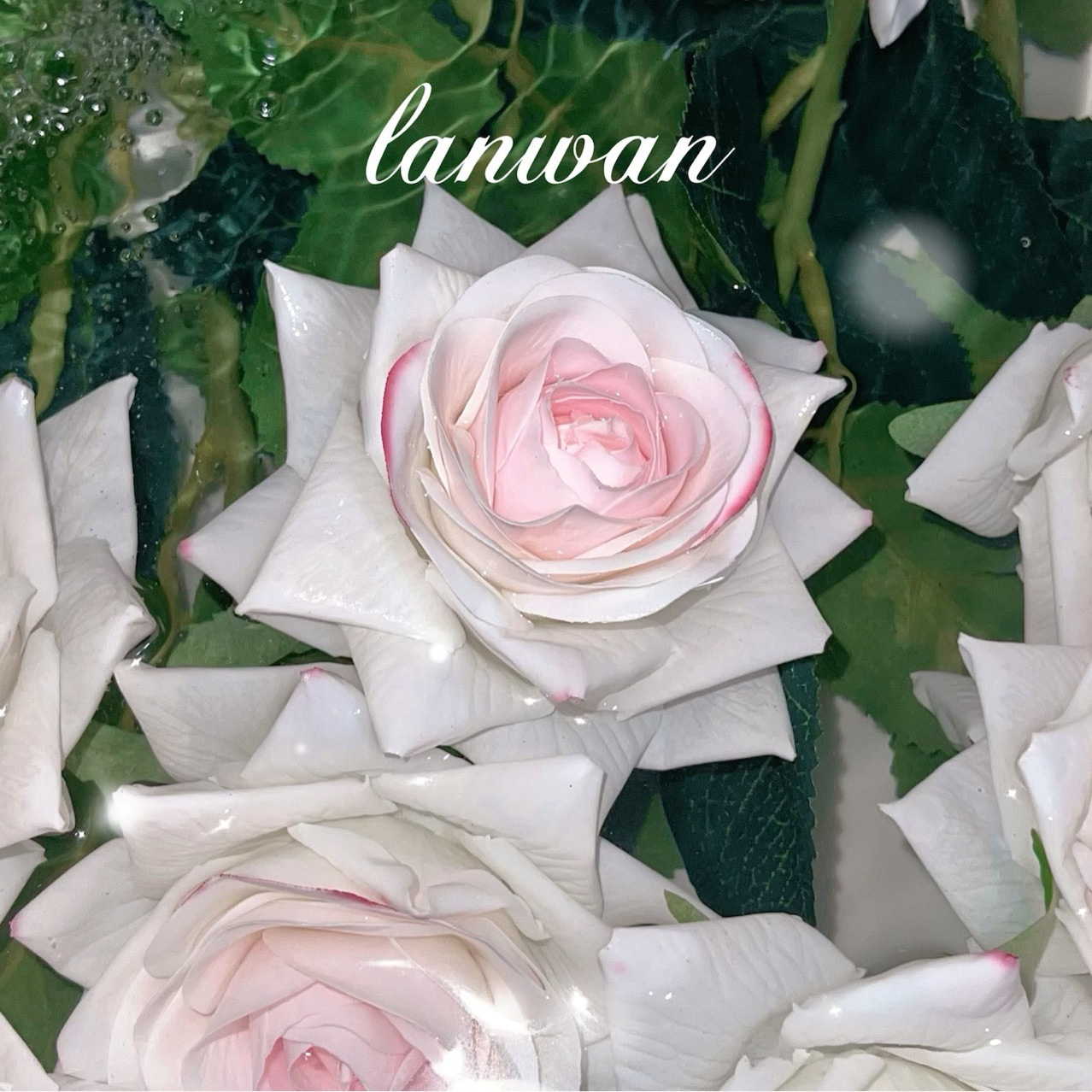 Blush Ombre Real Touch Artificial Rose Stems, Water Drop Faux Roses for Luxury Table Decor