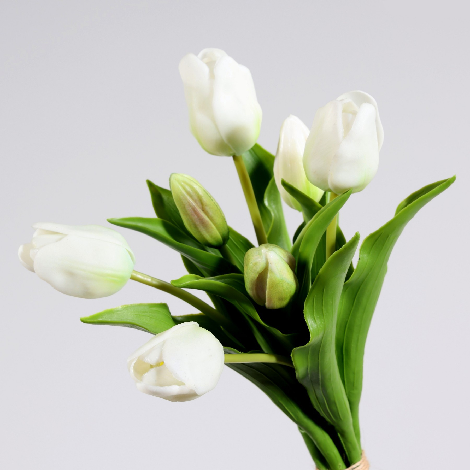 Cream White Real Touch Artificial Tulip Bouquet, Faux Tulip Buds for Small Bedroom Vase