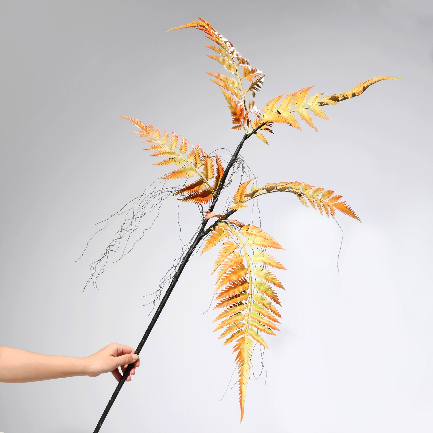 Autumn Orange Artificial Fern Branch, Fall Faux Fern Leaf Stem for Seasonal Home Vase Decor Wholesale