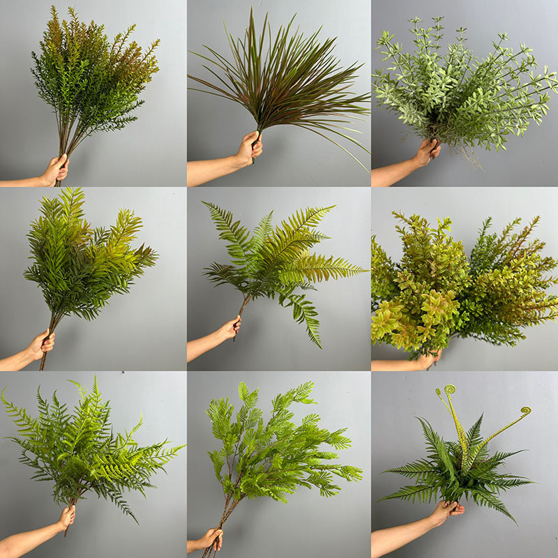 Wholesale Mixed Artificial Tropical Fern Leaves Bundle Foliage Assortment Pack For Decor