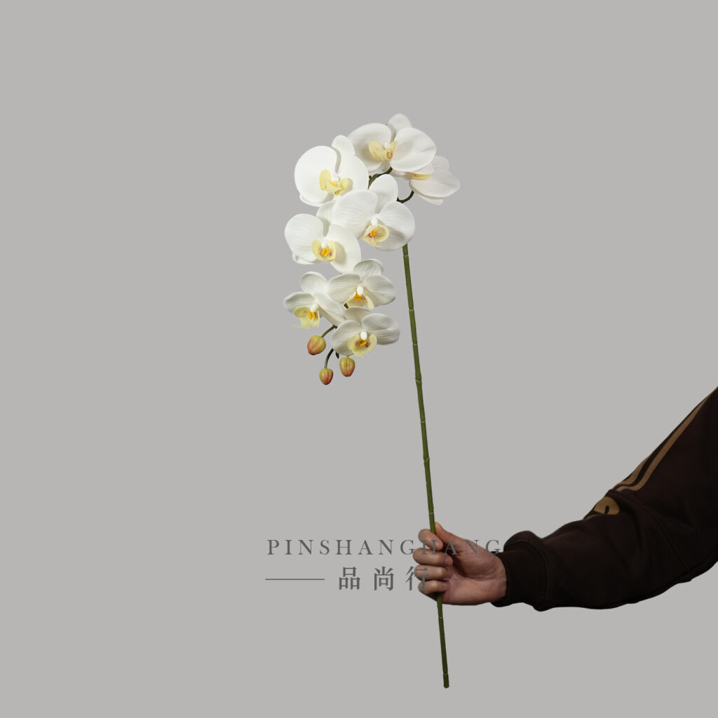 Real Touch White Phalaenopsis Orchid Single Stem, Faux Latex Artificial Flower