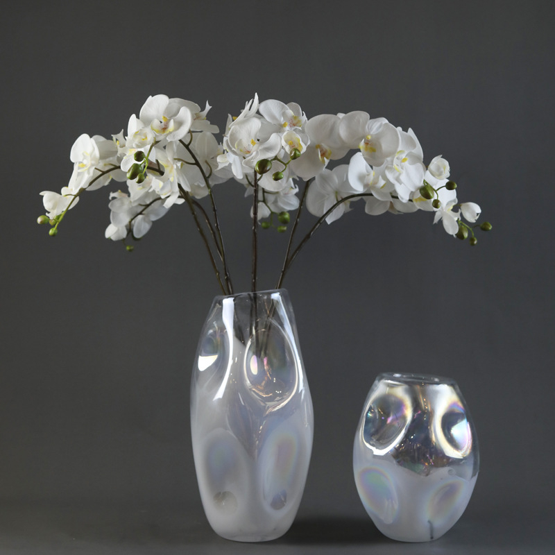Real Touch White Phalaenopsis Orchid Double Stem, Faux Latex Artificial Flower Bouquet