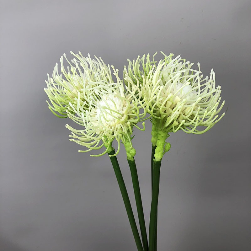 White Artificial Pincushion Protea Leucospermum Stem Tropical Wedding Floral Decor