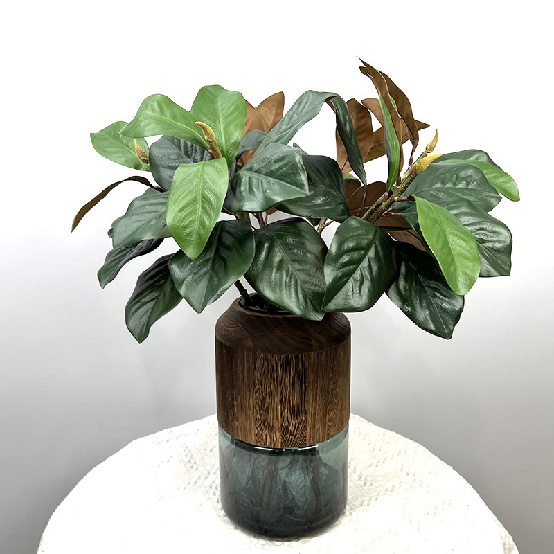 Artificial Magnolia Leaf Branch, Faux Greenery Stem for Home Decor